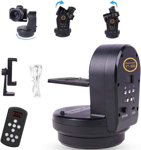 ZTIANFOTO YT-800 رأس بانورامي دوار بمحرك تلقائي مع جهاز تحكم عن بعد 328FT مسافة التحكم عن بعد عموم إمالة فيديو ترايبود مثبت الرأس لكاميرات الهواتف الذكية وكاميرا بدون مرآة in Kuwait