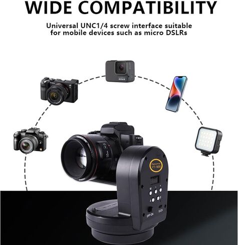 ZTIANFOTO YT-800 رأس بانورامي دوار بمحرك تلقائي مع جهاز تحكم عن بعد 328FT مسافة التحكم عن بعد عموم إمالة فيديو ترايبود مثبت الرأس لكاميرات الهواتف الذكية وكاميرا بدون مرآة in Kuwait