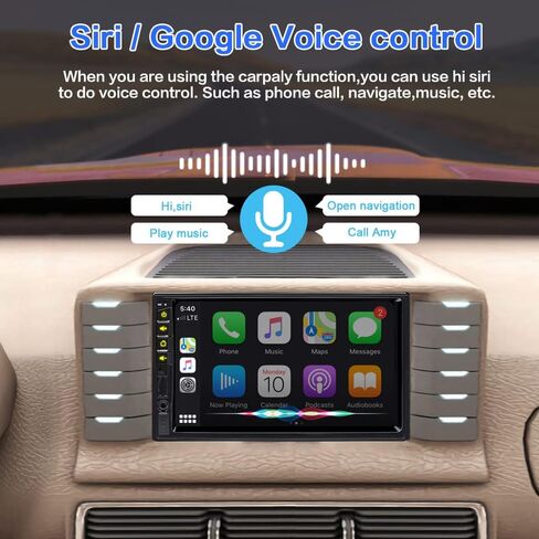 Newest Upgrade 7 inch Double Din Car Stereo for Carplay & Android Auto with Voice Control,Bluetooth5.2 MirrorLink, Car Radio with Waterproof Backup Camera,Subwoofer,Touch Screen SWC/USB/SD AM/FM/AUX in Kuwait