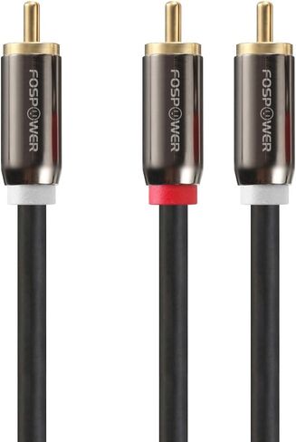 FosPower RCA Y-Adapter (3 أقدام)، 1 RCA Male إلى 2 RCA Male Short Y Splitter Digital Audio Cable لمضخم الصوت، المسرح المنزلي، Hi-Fi - مزدوج الحماية | مطلية بالذهب عيار 24 قيراط in Kuwait