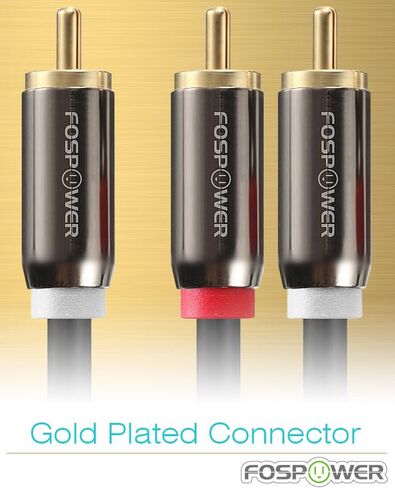 FosPower RCA Y-Adapter (3 أقدام)، 1 RCA Male إلى 2 RCA Male Short Y Splitter Digital Audio Cable لمضخم الصوت، المسرح المنزلي، Hi-Fi - مزدوج الحماية | مطلية بالذهب عيار 24 قيراط in Kuwait