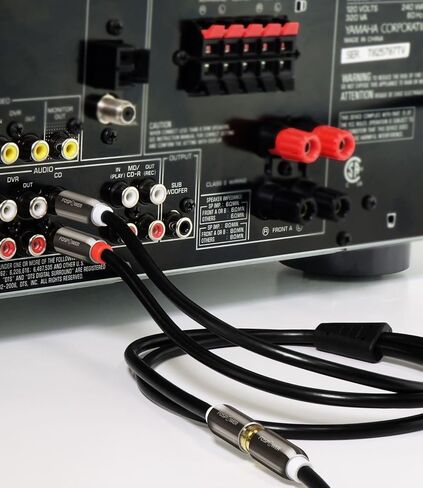 FosPower RCA Y-Adapter (3 أقدام)، 1 RCA Male إلى 2 RCA Male Short Y Splitter Digital Audio Cable لمضخم الصوت، المسرح المنزلي، Hi-Fi - مزدوج الحماية | مطلية بالذهب عيار 24 قيراط in Kuwait
