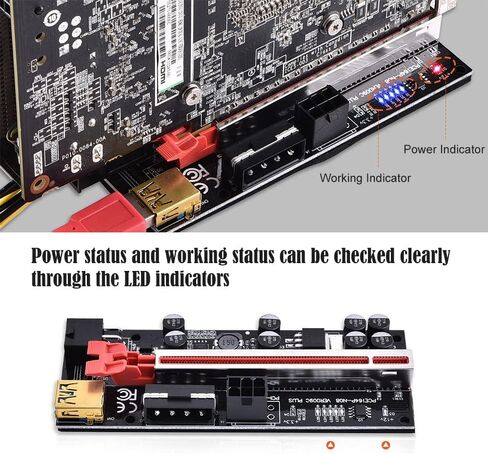 [2022 Newest Version] PCI-E Riser 1X to 16X Graphics Extension Cable for Bitcoin Litecoin ETH Coin Mining, 8 Solid Capacitors, 2X 6PIN and Molex 3 Power Options, 60cm USB 3.0 Cable(VER 010S, 3 Pack) in Kuwait