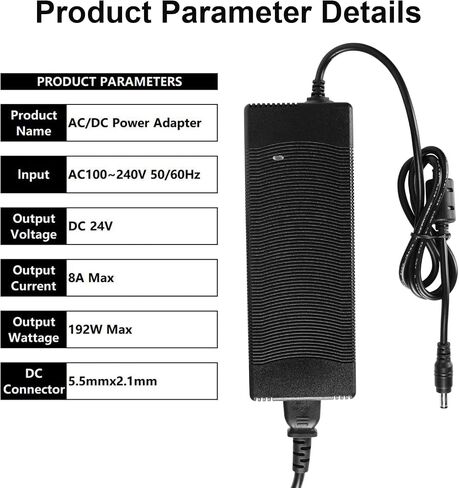 24V 6A Power Supply Adapter,AC 100-240V to DC 24 Volt 6 Amp 144W Power Adapter with 5.5mm x 2.5 DC Output Jack Transformers,Universal AC/DC Adapter for LED Strips 3D Printers CCTV Cameras LCD Monitors in Saudi Arabia
