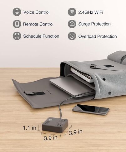 شريط طاقة ذكي، 3 منافذ USB و3 منافذ ذكية يتم التحكم فيها بشكل فردي، واقي زيادة التيار واي فاي يعمل مع أليكسا جوجل هوم، المنزل الذكي والمكتب والسفن السياحية والسفر، قابس مسطح متعدد القابس، 10 أمبير in Kuwait