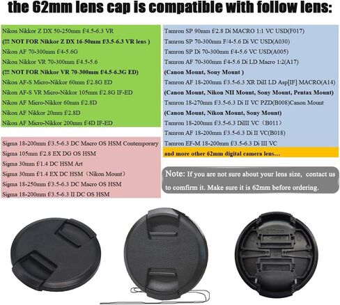 82mm Lens Cap for Sony FE 24-70mm f/2.8 for a7RV IV-2PCs | 82mm Lens Cover, for Sony FE 16-35mm f/2.8, a7IV, a7V, for Nikkor Z 24-70mm f/2.8, Z9, Center Pinch in Saudi Arabia