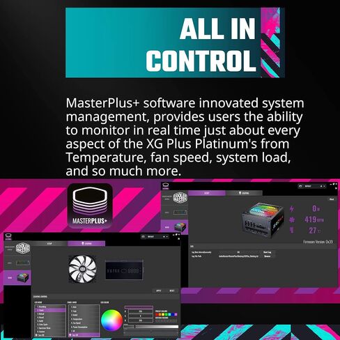 Cooler Master XG750 Plus Platinum ARGB Fully Modular, 750W,Built-in Information Display Panel, ARGB 135mm Silent Fan, Intel ATX 12V Ver 2.53, 100% Japanese Capacitors (MPG-7501-AFBAP-XUS) in Saudi Arabia