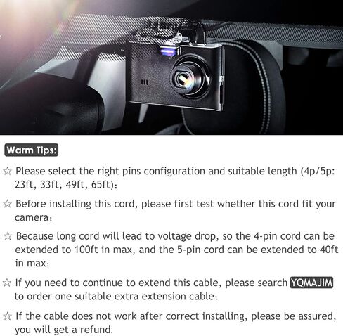 5 Pin Dash Cam Cable,22 Ft 2.5mm Male to 5 Pin Backup Camera Cord in Saudi Arabia