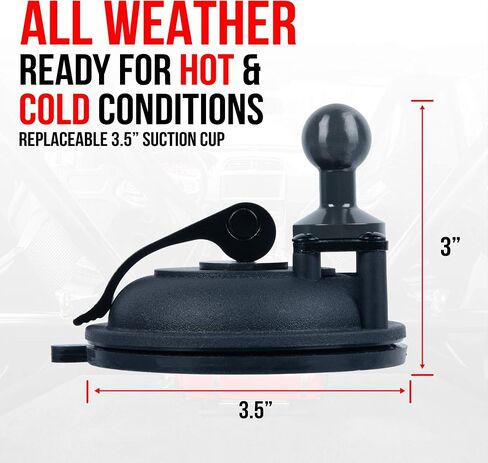 Tackform Heavy Duty Suction Cup Mount with 20mm Ball Made of Aluminum and ABS Plastic. Large 3.5" Suction Cup Enduro Series in Saudi Arabia