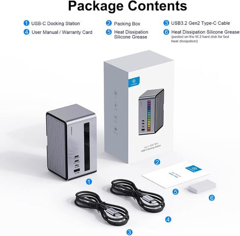 Hagibis Dual USB C Docking Station Triple Monitor, LED Strip Light USB-C Hub Type-C Adapter with 8K DP&HDMI, M.2 SSD Enclosure, 100W PD, USB 3.1, 1000Mbps RJ45 for MacBook Air Pro, Laptop (U100 Ultra) in Saudi Arabia