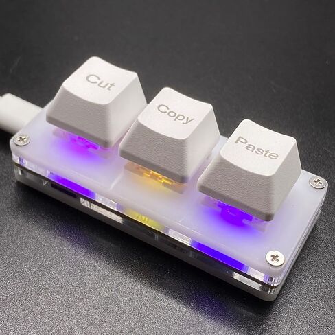 BTXETUEL Mini 3-Key Cut Copy Paste Keyboard - RGB Macro Pad Gaming Mechanical Keyboard with Ctrl X C V Shortcut, Programmable for Working and Gaming (Black) in Saudi Arabia