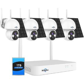[1TB HDD,4MP Spotlight] Hiseeu Solar Wireless Security Camera System,10CH HD 4K NVR,Night Vision, 2-Way Audio, PIR Motion Detection,Motion Record, Outdoor Home Surveillance in Kuwait