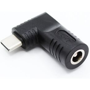Kallaudo 65W PD 90 Degree USB C to DC Power Adapter DC 3.5mmx1.35mm Female Input to Type C Male Connector Charge Adapter for USB Type C Charging Device，Black(35135 N)