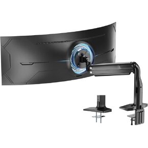 ذراع شاشة فردي فائق الاتساع، ذراع شاشة شديد التحمل لشاشات مسطحة ومنحنية مقاس 17-43 انش، يتحمل حتى 40 باوند، حامل مكتب الومنيوم بنابض غاز مع حد اقصى فيسا 200×100، اسود in Kuwait