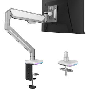 ذراع شاشة PPQ للتركيب على الغاز مع منافذ USB وإضاءة RGB، حامل شاشة قابل للتعديل على المكتب مع مشبك C - يناسب شاشات الكمبيوتر LCD مقاس 13 إلى 36 بوصة من 4.4 إلى 26.4 رطل in Kuwait