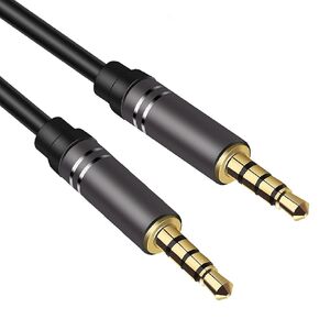 Jeselry 3.5mm Audio Cable Male to Male (4Ft/1.2M), 4 Pole Hi-Fi Stereo AUX Cord, Audio Jack Auxiliary Cord Extension Adapter for Headphones, Car and All 3.5 mm Enabled Devices (2 Pack - Black)