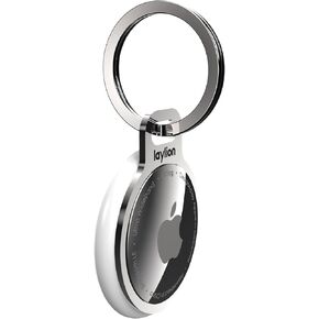 laylion Air Tag Keychain for Apple Airtags Holder, Mirror Polished Stainless Steel Ring Minimalist airtag Secure Case with Slim Thin Key Installed at The Gap Dog Cat Collar