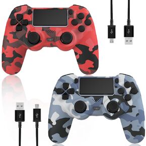 KDYGPDCT 2 Pack Wireless Controller for PS4/Pro/PS3,Wireless Remote Gamepad with 1000mAh Battery | Double Shock | Audio | 6-Axis Motion Sensor | Share Button (Red + Blue) in Saudi Arabia