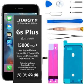 بطارية JUBOTY بقدرة 5000 مللي أمبير في الساعة لهاتف iPhone 6s Plus، بطارية ليثيوم بوليمر داخلية جديدة مطورة 0 دورات عالية السعة لاستبدال بطارية iPhone 6s Plus موديل A1634 A1687 A1699 مع مجموعة أدوات إصلاح احترافية in Kuwait