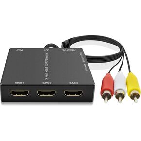 Dingsun 3 Port HDMI to RCA Converter, HDMI to AV Adapter for Older TV, HDMI to Composite Converter, for Fire Stick, Roku, PS4, Appler TV, HD Play, PC, DVD Players etc.