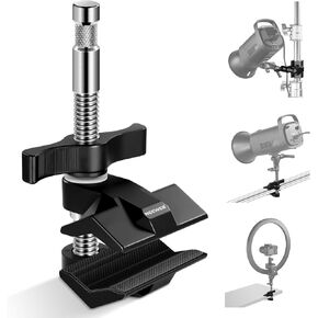 NEEWER 2" End Jaw Grip with 5/8" Stud, Steel Shaft End Pipe Grip Clamp with Adjustable Aluminum Jaws, Rubber Pads for C Stand, Anti Twist, Spin Handle Easy Lock for LED Video Light Softbox, UA015 in Kuwait