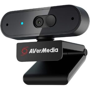 كاميرا ويب AVerMedia PW310P، غطاء كاميرا ويب، دردشة فيديو وتسجيل 1080p/30 إطارًا في الثانية، التوصيل والتشغيل، الميكروفونات، التدفق، التركيز التلقائي، يعمل مع Skype، Zoom، Team - أسود in Saudi Arabia