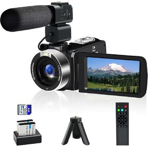 4K Video Camera, Camcorder with IR Night Vision with Mini Tripod, 3" Touch Screen WiFi Digital Camera for Video Recording, Vlogging Camera for YouTube, Remote, Microphone in Kuwait