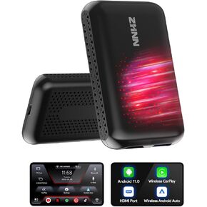 ZHNN Magic Box Carplay مع Netflix YouTube Tiktok، صندوق Carplay AI اللاسلكي يدعم Carplay اللاسلكي/Android Auto/مخرج HDMI/وظيفة Mirrorlink تيار إلى سيارتك Carplay Video Streaming Magic Box in Kuwait