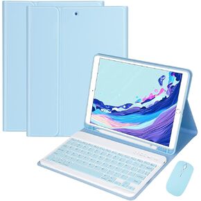 حافظة QIYIBOCASE Galaxy Tab S7FE/S8 Plus/S7 Plus مع لوحة مفاتيح وماوس، حافظة لوحة مفاتيح مغناطيسية قابلة للفصل مع حامل قلم ماوس وS لجهاز Galaxy Tab S8+ /S7 FE /S7+ Tablet (أخضر نعناعي)