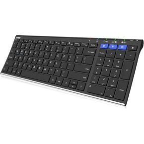 Arteck HB193 Universal Bluetooth Keyboard Multi-Device Stainless Steel Full Size Wireless Keyboard for Windows, iOS, Android, Computer Desktop Laptop Surface Tablet Smartphone Rechargeable Battery in Kuwait