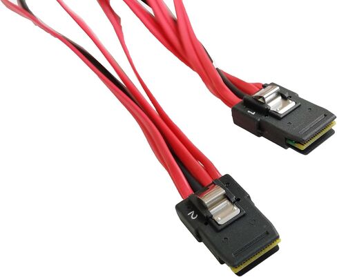 كابل MITATTOK Mini SAS، SFF-8087 * 2 إلى 3 * SATA نقل بيانات عالي السرعة بزاوية مستقيمة إلى أمامية لوحدات تحكم SAS/RAID واللوحات الخلفية والخوادم، 68x3+SGPI0FT in Kuwait