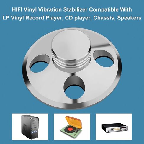 مثبت وزن مسجل 107G من Audiophile، مشبك وزن القرص الدوار من الألومنيوم مع وسادة ناعمة واقية لمشغل تسجيل HiFi الدوار LP، القضاء على اهتزازات قرص الفينيل. (فضة) in Kuwait