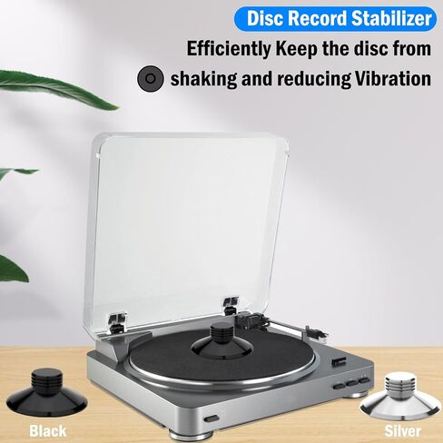مثبت وزن مسجل 107G من Audiophile، مشبك وزن القرص الدوار من الألومنيوم مع وسادة ناعمة واقية لمشغل تسجيل HiFi الدوار LP، القضاء على اهتزازات قرص الفينيل. (فضة) in Kuwait