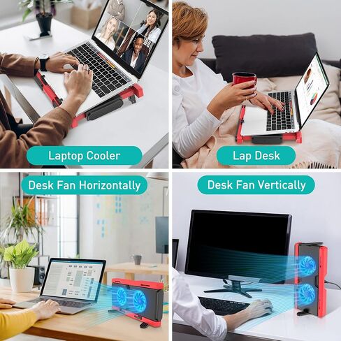 وسادة تبريد للكمبيوتر المحمول DeskLogics مقاس 10-17 بوصة، مروحة تبريد كمبيوتر محمول محمولة لألعاب الكمبيوتر، قابلة للتمديد، قابلة للتعديل، مناسبة للحقيبة، منافذ USB A/C، مروحتان هادئتان، أفكار هدايا - أبيض ورمادي in Kuwait