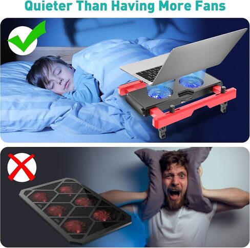 وسادة تبريد للكمبيوتر المحمول DeskLogics مقاس 10-17 بوصة، مروحة تبريد كمبيوتر محمول محمولة لألعاب الكمبيوتر، قابلة للتمديد، قابلة للتعديل، مناسبة للحقيبة، منافذ USB A/C، مروحتان هادئتان، أفكار هدايا - أبيض ورمادي in Kuwait