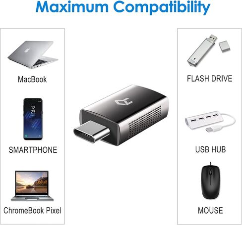 رانكي محول USB C عالي السرعة الى USB-A 3.0، عبوتان، اسود in Kuwait