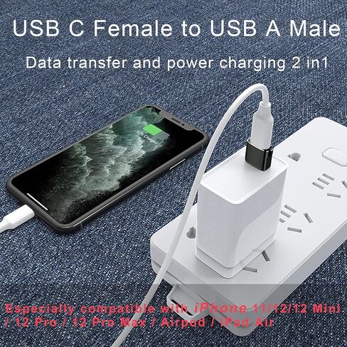 EasyULT USB C Female to USB Male Adapter 4 Pack, Type C Plug Power Converter, Type C to USB A Converter, for Phone 11 12 13 Pro Max, SE, Samsung S20/S10/S9/S8, and Other USB C Devices(Black) in Kuwait