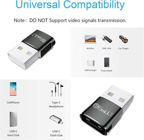 EasyULT USB C Female to USB Male Adapter 4 Pack, Type C Plug Power Converter, Type C to USB A Converter, for Phone 11 12 13 Pro Max, SE, Samsung S20/S10/S9/S8, and Other USB C Devices(Black) in Kuwait