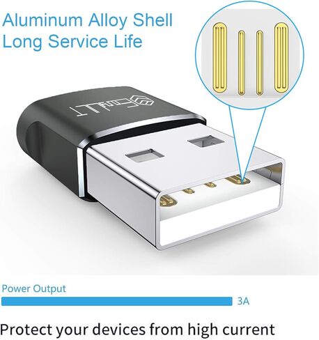 EasyULT USB C Female to USB Male Adapter 4 Pack, Type C Plug Power Converter, Type C to USB A Converter, for Phone 11 12 13 Pro Max, SE, Samsung S20/S10/S9/S8, and Other USB C Devices(Black) in Kuwait