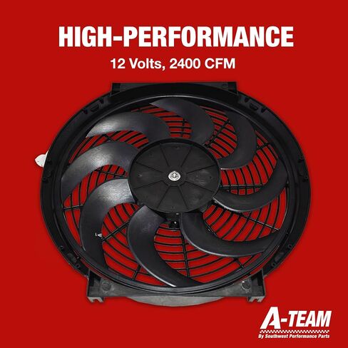 A-Team Performance - 110011 Universal Electrical Radiator Cooling Fan 14" - Heavy Duty 12 Volts Wide Curved 8 Blades 2400 CFM Reversible Push or Pull with Mounting Kit in Saudi Arabia