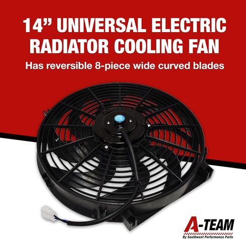 A-Team Performance - 110011 Universal Electrical Radiator Cooling Fan 14" - Heavy Duty 12 Volts Wide Curved 8 Blades 2400 CFM Reversible Push or Pull with Mounting Kit in Saudi Arabia