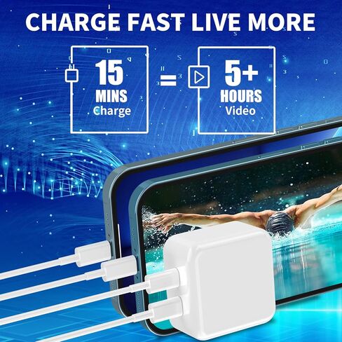 [معتمد من Apple MFi] شاحن iPhone فائق السرعة، Kindtoy 35W PD Dual USB-C GaN شاحن طاقة ذكي PPS مع 2 حزمة 6FT نوع C إلى Lightning سلك شحن سريع لهاتف iPhone 14/13/12/11/XS/XR/X/iPad / إيربودز in Kuwait