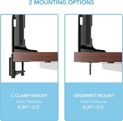 ذراع شاشة فردي فائق الاتساع، ذراع شاشة شديد التحمل لشاشات مسطحة ومنحنية مقاس 17-43 انش، يتحمل حتى 40 باوند، حامل مكتب الومنيوم بنابض غاز مع حد اقصى فيسا 200×100، اسود in Kuwait