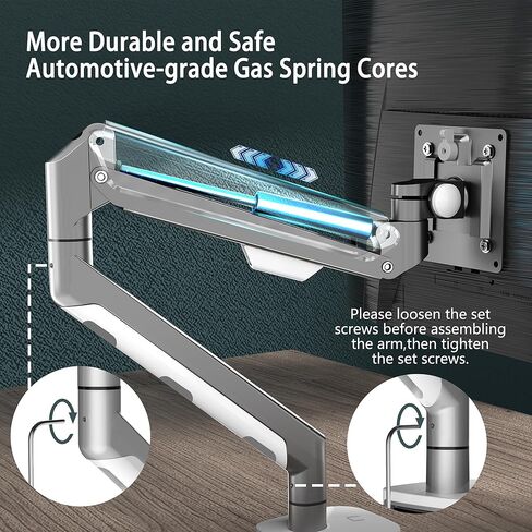 ذراع شاشة PPQ للتركيب على الغاز مع منافذ USB وإضاءة RGB، حامل شاشة قابل للتعديل على المكتب مع مشبك C - يناسب شاشات الكمبيوتر LCD مقاس 13 إلى 36 بوصة من 4.4 إلى 26.4 رطل in Kuwait