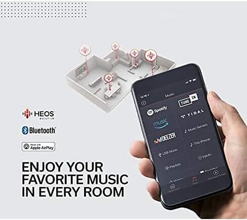 جهاز استقبال Denon AVR-X1700H 7.2 قناة AV - 80 وات/قناة (موديل 2021)، فيديو HDMI متقدم 8K مع eARC، Dolby Atmos، DTS:X، HEOS مدمج، التحكم الصوتي Amazon Alexa (توقف عن العمل من قبل الشركة المصنعة) in Kuwait