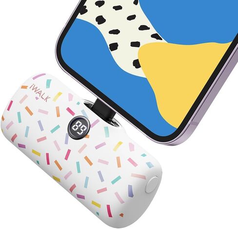 شاحن محمول صغير بنمط LinkPod من iWALK بقدرة 4800 مللي أمبير في الساعة، بنك طاقة صغير ملون PD شحن سريع حزمة بطارية لطيفة مع شاشة LED متوافقة مع iPhone 14/14 Pro Max/13/12/11 Series/X/8/7/6 in Kuwait