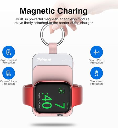 Pddosi Portable Charger for Apple Watch, 1500mAh Travel iWatch Charger Portable, Magnetic Portable Watch Charger Keychain, Portable Wireless Charger for Apple Watch Series 9/8/7/6/5/4/3/2/SE/Ultra in Kuwait