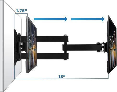 Mount-It! TV Wall Mount, Universal Fit for 19, 20, 24, 27, 32, 34, 37 and 40 Inch TVs and Computer Monitors, Full Motion Tilt and Swivel 14" Extension Arm, VESA 75, 100 Compatible in Saudi Arabia