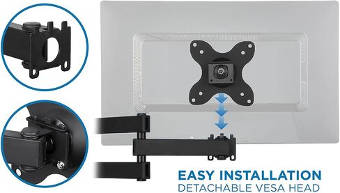 Mount-It! TV Wall Mount, Universal Fit for 19, 20, 24, 27, 32, 34, 37 and 40 Inch TVs and Computer Monitors, Full Motion Tilt and Swivel 14" Extension Arm, VESA 75, 100 Compatible in Saudi Arabia