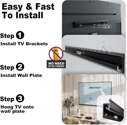 EZISE Studless TV Drywall Mount for 32-75 Inch Flat Screen, Slim No Drill TV Wall Mount Holds up to 150 lbs, No Stud Easy Install with Nails, Max VESA 600x400mm in Saudi Arabia